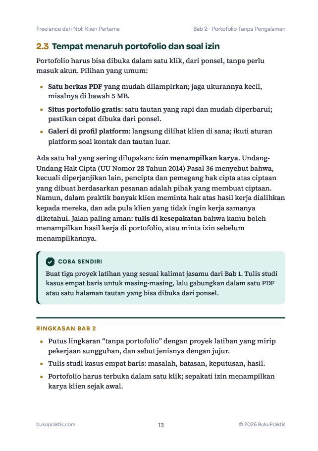 Contoh halaman Freelance dari Nol: Klien Pertama