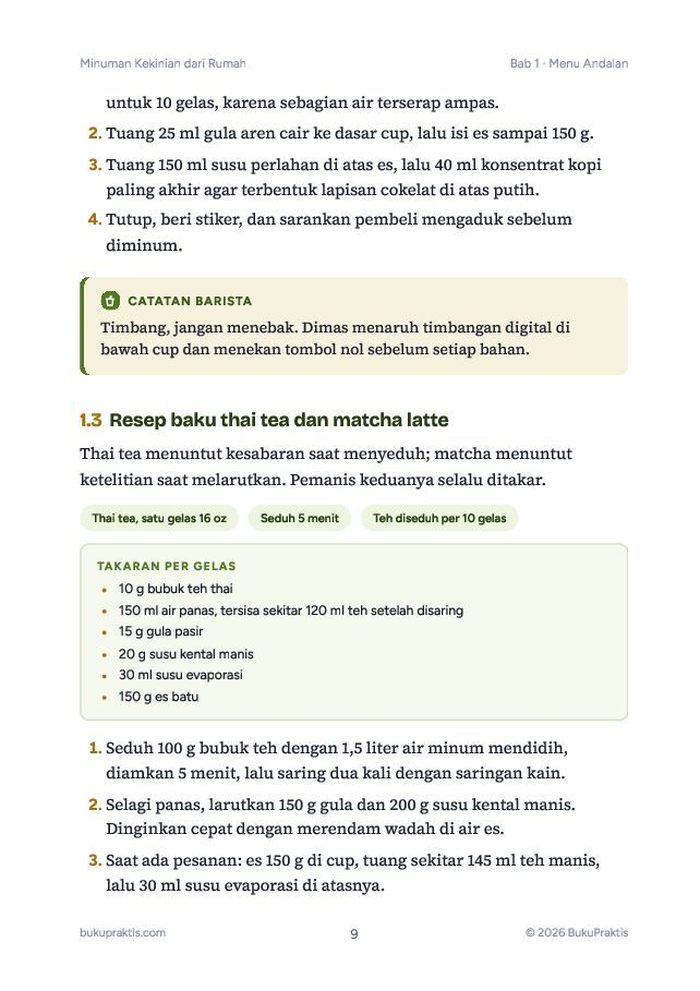 Contoh halaman Minuman Kekinian dari Rumah