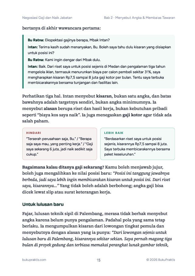 Contoh halaman Negosiasi Gaji dan Naik Jabatan
