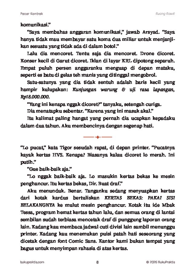 Contoh halaman Pacar Kontrak