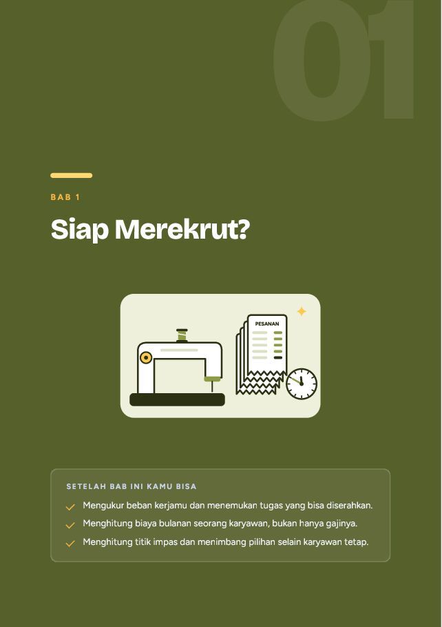 Contoh halaman Rekrut & Kelola Karyawan Pertama