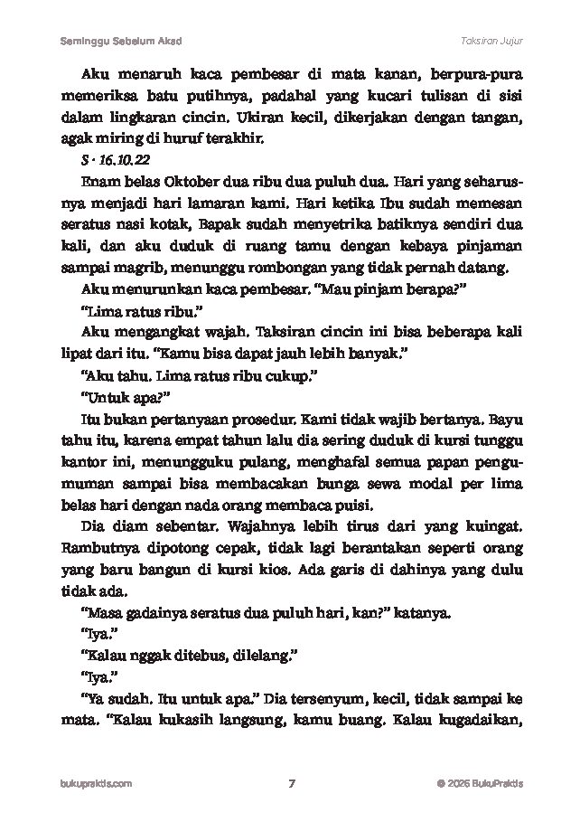 Contoh halaman Seminggu Sebelum Akad